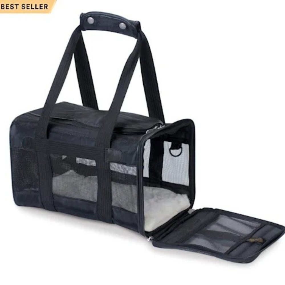 NWT Black Sherpa Original Deluxe Airline Approved Medium Pet Carrier